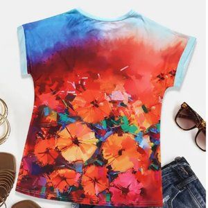 New Women's Floral T Shirt 100% Polyester Size Medium